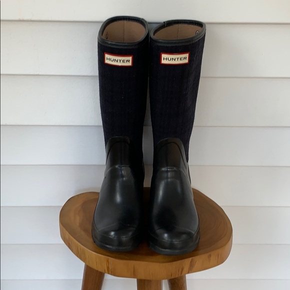 hunter plaid rain boots